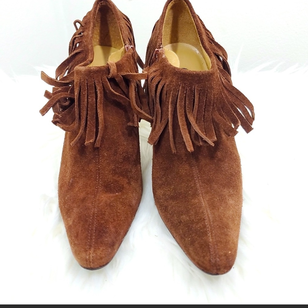 Carlos Santa Suede Fringe Booties